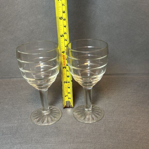 Set 2 Hocking Cordial Glasses Block Optic Clear Goblet Depression Glass 1930s - Picture 2 of 7